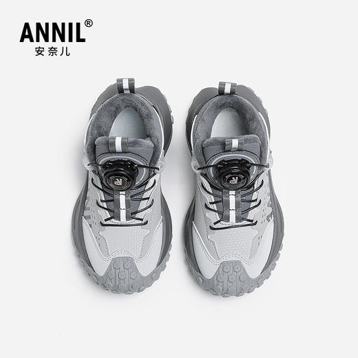 【加绒】ANNIL/安奈儿户外儿童运动鞋保暖2024新款冬季加绒皮面防水二棉鞋HM4405006 商品图4