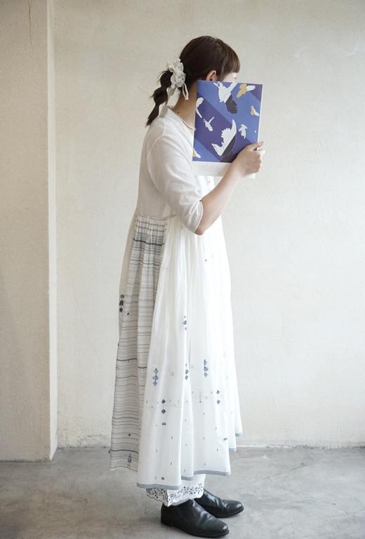 MAKU textiles｜丝棉v领高腰线连衣裙 商品图5