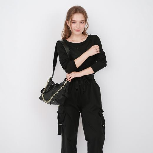 【预售3天】新款黑大容量托特包软通勤百搭腋下包链条单肩斜跨包ZS001 商品图4