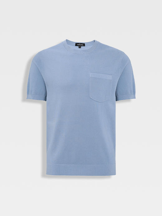 callisto海盐蓝长绒棉弹力T恤 商品图0