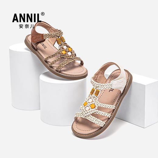 ANNIL/安奈儿女童百搭露趾罗马风时尚软底休闲凉鞋2025夏季新款HG5206307 商品图2