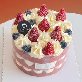 草莓红丝绒裸蛋糕-8寸