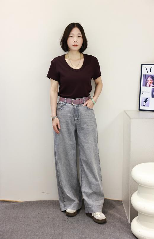 T56337#鹅蛋领型显瘦弹力T恤 商品图5