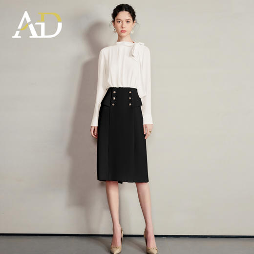 AD蝴蝶结飘带衬衣长袖连衣裙女职业通勤气质面试正装商务经理工作 商品图0