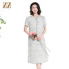 佐尔美夏季新款新中式国风碎花桑蚕丝短袖连衣裙女M42LS88 商品缩略图0