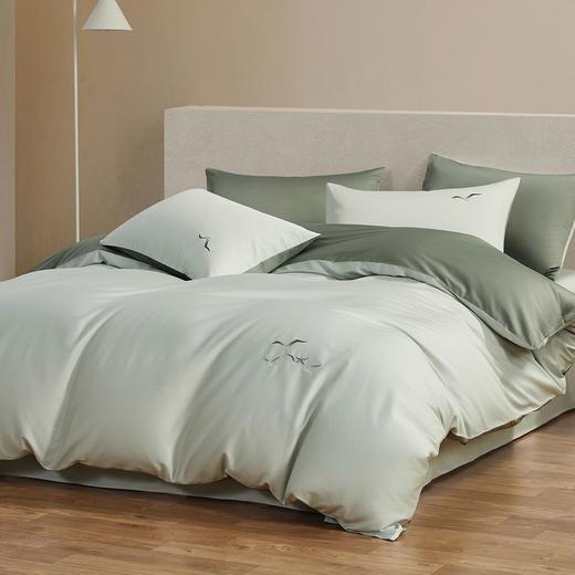 水星家纺A类60支长绒棉四件套全棉套件简约素色刺绣床上用品 商品图2