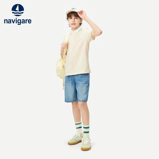 【纳维凯尔】【120-165】Navigare意大利小帆船男童夏款短袖POLO衫 商品图3
