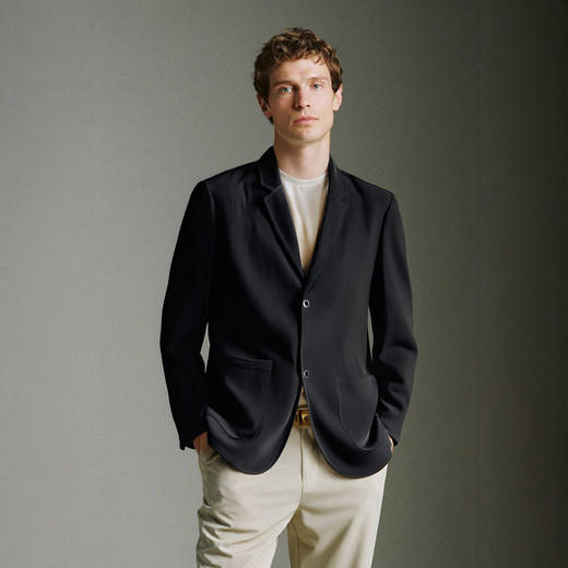 罗蒙男式商务西服轻盈透气休闲单西纯色百搭基础通勤日常西装外套男 商品图11
