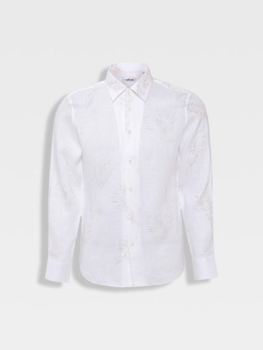 callisto白色亲肤亚麻植物羽毛花型衬衫 商品图0