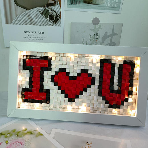 情人节好礼！【爱心积木，送你一份浪漫手工礼~】律动之爱心像素 创意DIY积木 立体拼图相框 桌面摆件 情人节表白礼物-QQ 商品图13