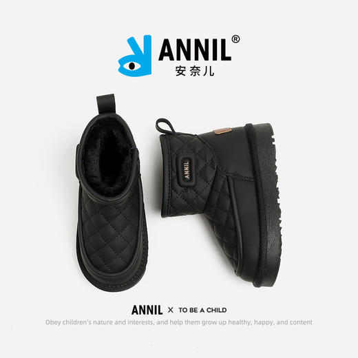 ANNIL/安奈儿儿童雪地靴女童棉靴加绒保暖防水皮靴2024年冬季新款HG4411138 商品图3