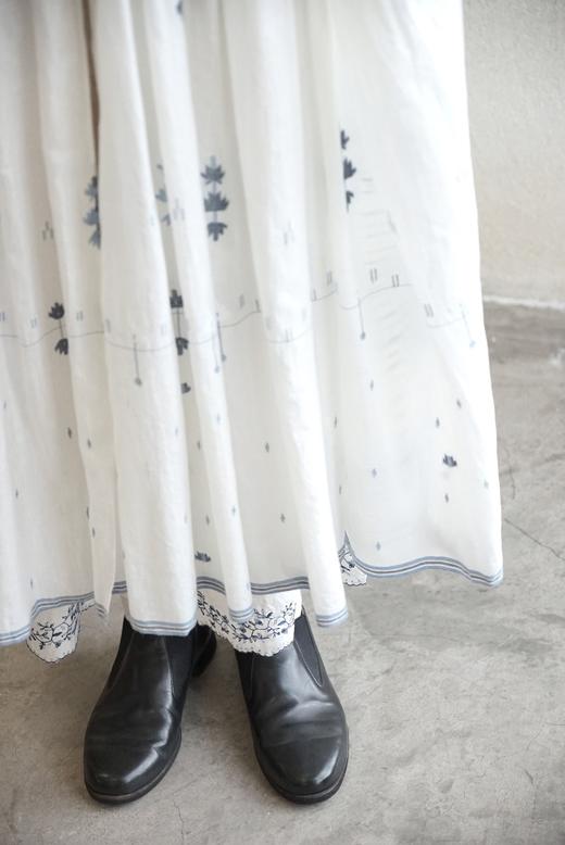 MAKU textiles｜丝棉v领高腰线连衣裙 商品图2