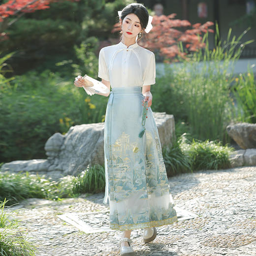 高端汉服明制马面裙织金妆花拼接网纱MLS168 商品图2