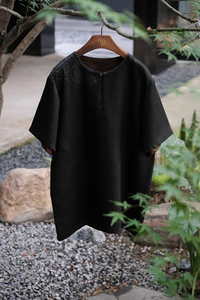 盛唐牡丹| 重缎香云纱手绘男上衣