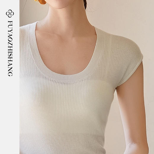 FUYAO扶摇 2025夏季新款针织T恤女短袖纯欲风甜辣妹短款修身上衣 商品图3