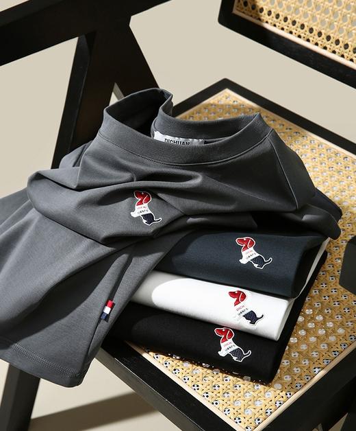 原单正品高品男士液态进口棉彩色刺绣狗水柔棉男士T恤 商品图0