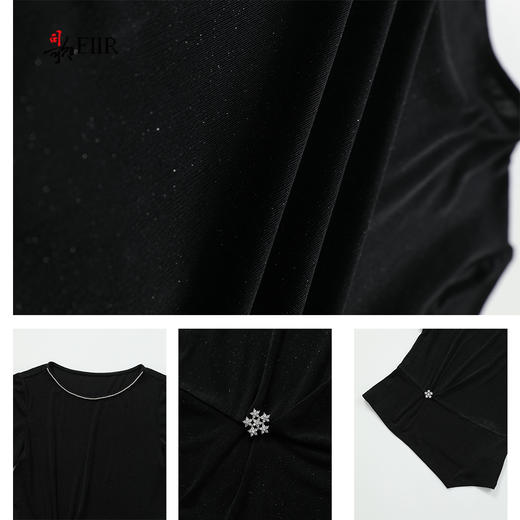 司歌大圆领短袖收腰不规则弹力上衣T911123x 商品图2