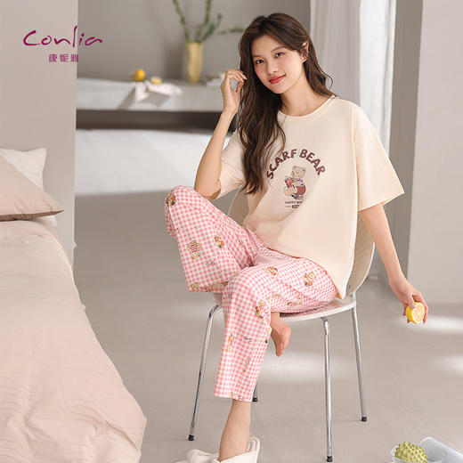 康妮雅女式短袖长裤套头套装 商品图1