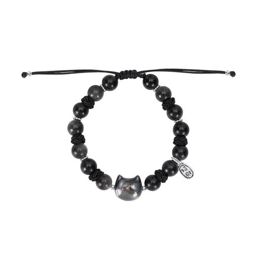 大英博物馆 巴斯特系列 银曜石可调节 手绳 商品图4