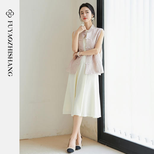 FUYAO扶摇 蝶恋花 新中式国风套装2025新款复古马甲连衣裙两件套 商品图4
