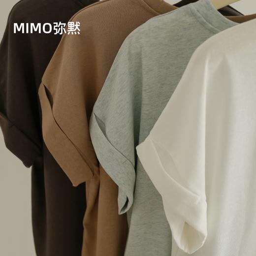 MIMO弥黙！麻感棉 T 恤，进口纤维麻感棉 T ，卷边设计慵懒随性 穿出松弛高级感，圆领显瘦一绝，机洗狂甩不变形 ，百搭不挑人 商品图7