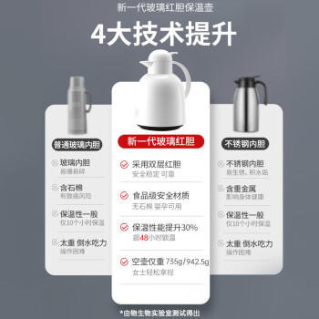 物生物保温壶家用大容量水壶宿舍热水瓶玻璃内胆暖水壶结婚暖壶生日礼物 商品图7