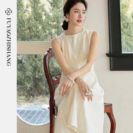 FUYAO扶摇 高雅气质背心连衣裙女2025夏薄款高级感无袖中长款裙子 商品图1