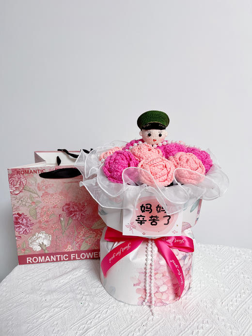 【专属DIY纯手工钩织11朵小玫瑰花束】纯手工钩织母亲节送礼小香风花束（手工产品不支持退换）LQQ 商品图3