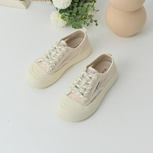经典鲨2025年夏季新款韩版系带网纱透气平底休闲鞋小白鞋女KW213-529011 商品图2