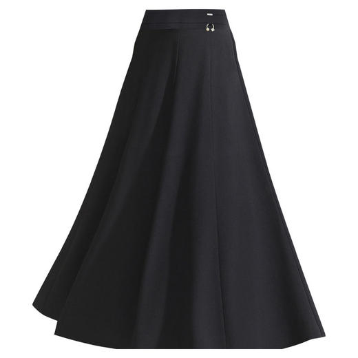 MYX-YGLR-M78-L垂坠感通勤百褶A字大摆裙2025夏季新款松紧腰休闲长裙黑色半身裙 商品图4