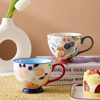 网易严选田园手绘早餐杯水杯 微波炉陶瓷马克杯 星愿之树-400ml礼物家居馆 商品图0