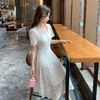 奢姿大码女装2025夏季温柔风蕾丝连衣裙胖妹妹方领法式气质裙子9952853248 商品缩略图2