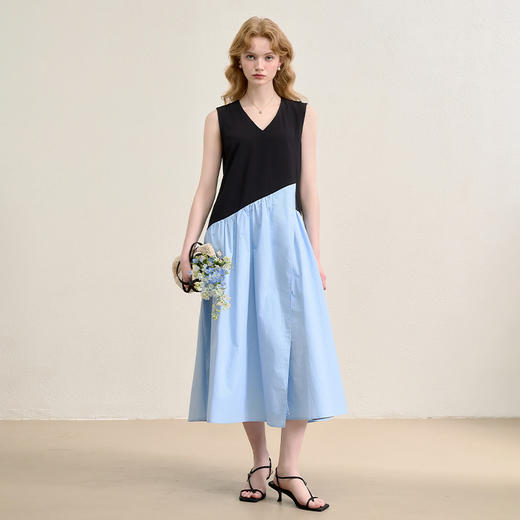 【设计感拼接撞色】无袖背心裙女夏季宽松V领连衣裙V1150743 商品图1