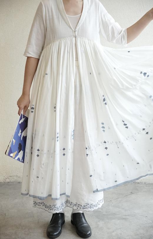 MAKU textiles｜丝棉v领高腰线连衣裙 商品图3