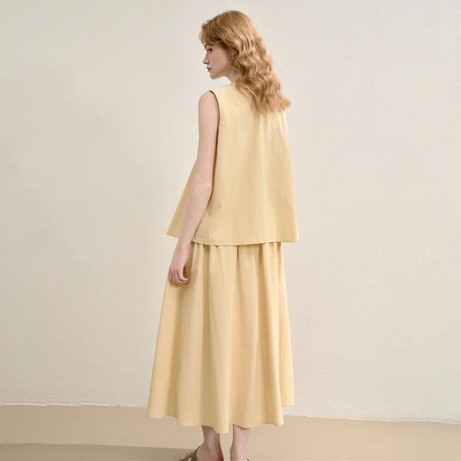 法式浪漫设计感压褶荷叶边下摆无袖衬衫女夏季收腰衬衣V1150738 商品图4