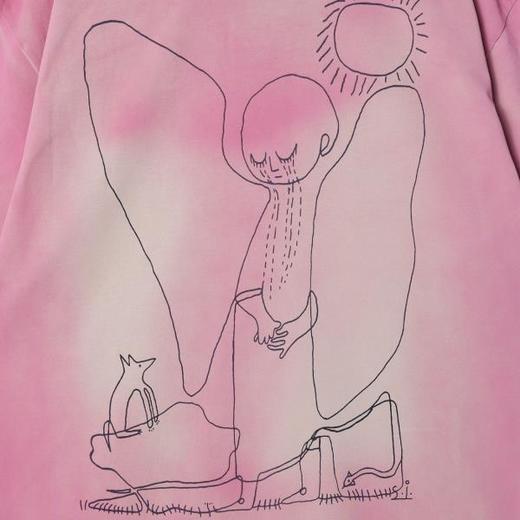 T3393夏季高级感新款美式手绘喷绘印花设计感短袖T恤潮流宽松圆领上衣 商品图3