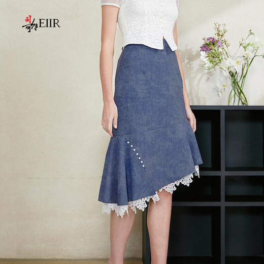 司歌牛仔半裙拼蕾丝伞裙C911204X 商品图0