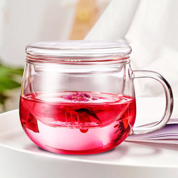 富光花茶杯 男女士茶水分离杯子 双层办公泡茶玻璃杯带把高硼硅水杯 商品图4