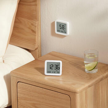 米家小米 米家智能温湿度计3 蓝牙智能联动家用室内车内高精度温湿度计 多功能时钟桌面摆放壁挂温度计 商品图4