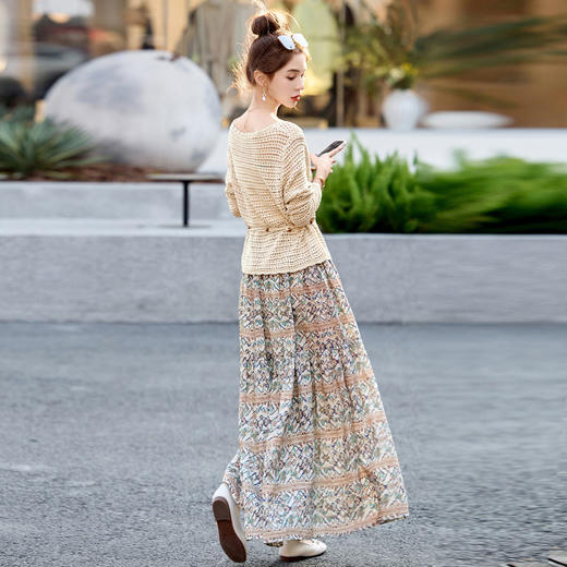 2025新款时尚舒适碎花半身裙两件套（送腰带）HR-GJC2526 商品图3