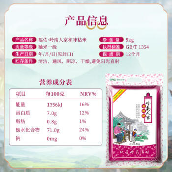 福佑.岭南人家 小玉香粘 大米15kg 猫牙米 油粘米 长粒米 大米30斤 /粮油调味 /米 /油粘米 商品图3