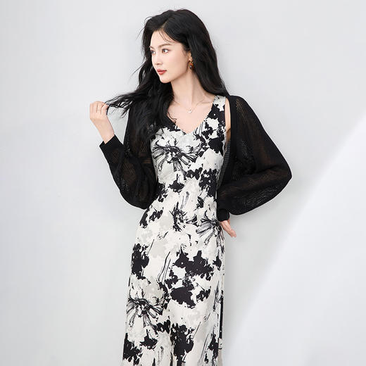 通勤蝙蝠袖立体镂空超细天丝亚麻纱防晒罩衫外套WLZD2506106 商品图0