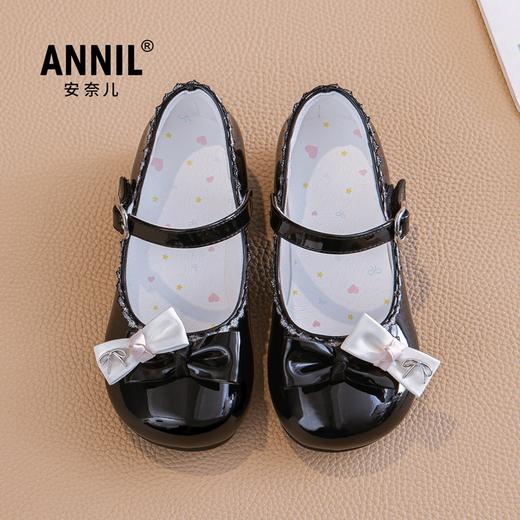 ANNIL/安奈儿女童小皮鞋2025春秋英伦风软底儿童公主鞋中大童黑色演出鞋HG5101197 商品图0