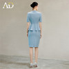 AD气质女神范西装套装夏装2025新款蓝色短袖西装公务员上班族套裙 商品缩略图4