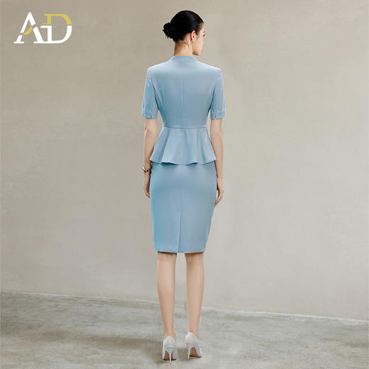 AD气质女神范西装套装夏装2025新款蓝色短袖西装公务员上班族套裙 商品图4