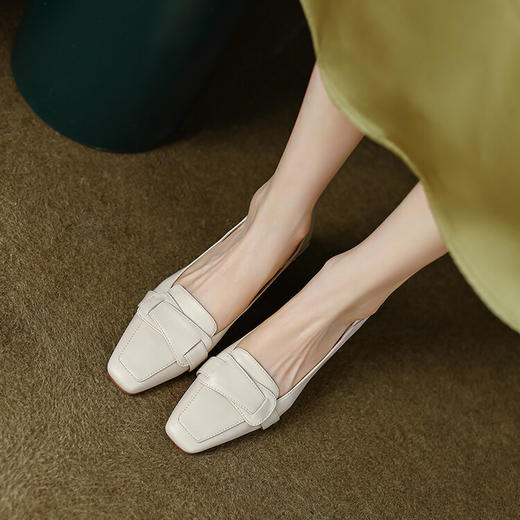 【预售5天】法式复古牛皮方头粗跟高跟鞋四季款优雅气质浅口中跟单鞋女WC&9613 商品图3