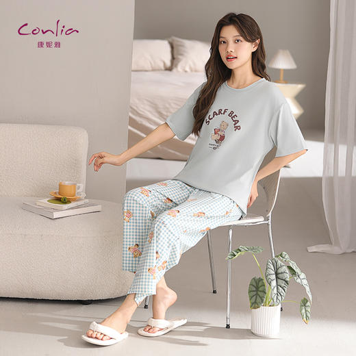 康妮雅女式短袖长裤套头套装 商品图2