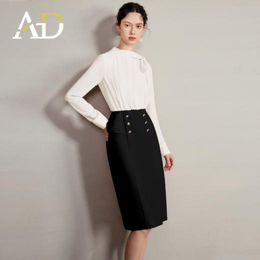 AD蝴蝶结飘带衬衣长袖连衣裙女职业通勤气质面试正装商务经理工作 商品图3