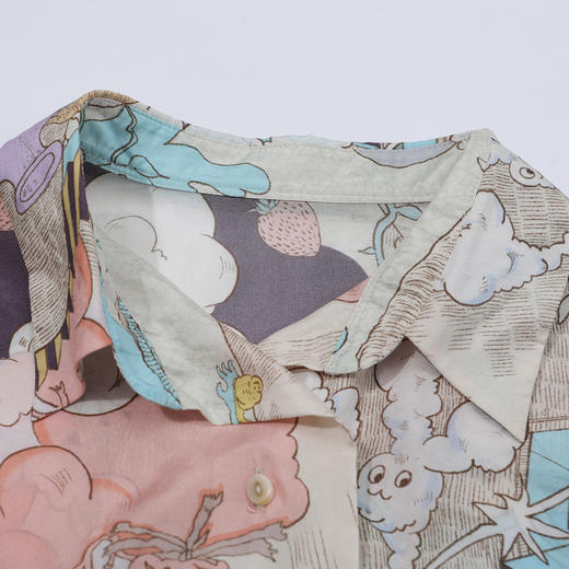 谜底衬衫七分袖女2025夏新品复古风通勤宽松H型中长衬衣252GC0647 商品图3