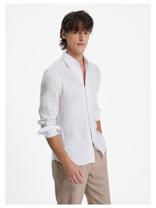 callisto白色亲肤亚麻植物羽毛花型衬衫 商品图3